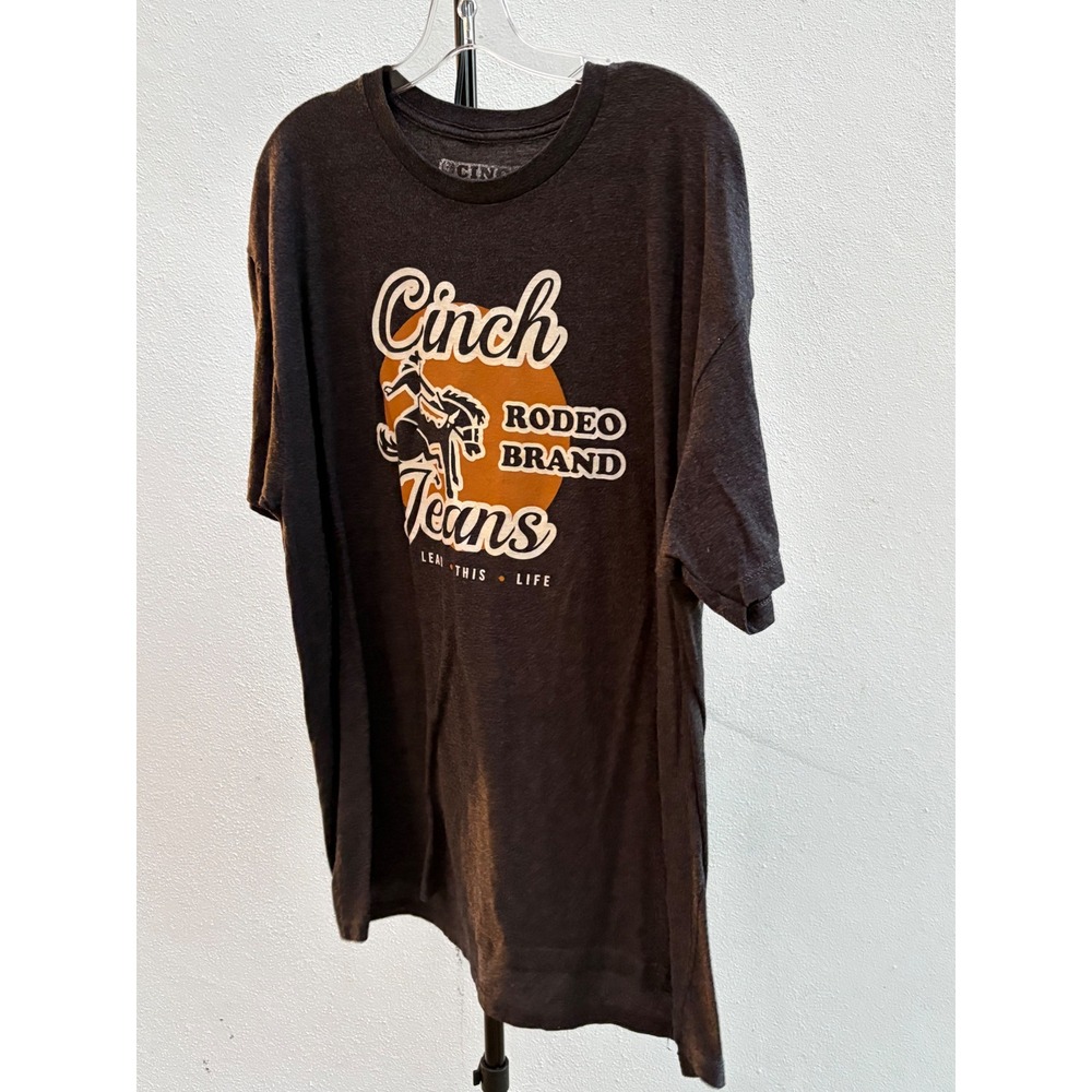 Cinch Rodeo Brand Mens Graphic T-Shirt Charcoal Heather Grey Western‎ XL